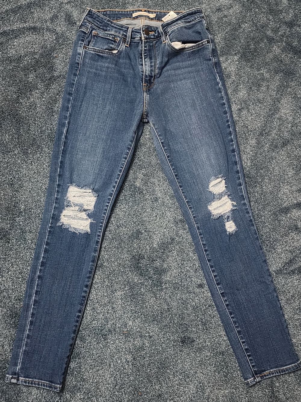 Levi's Women's Ripped Skinny Jeans - Blue Denim